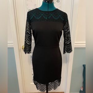 Express Black Dress with Lace Detail, size 6